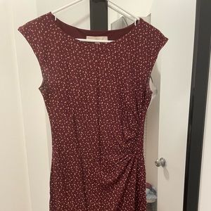 Fitted, maroon dress